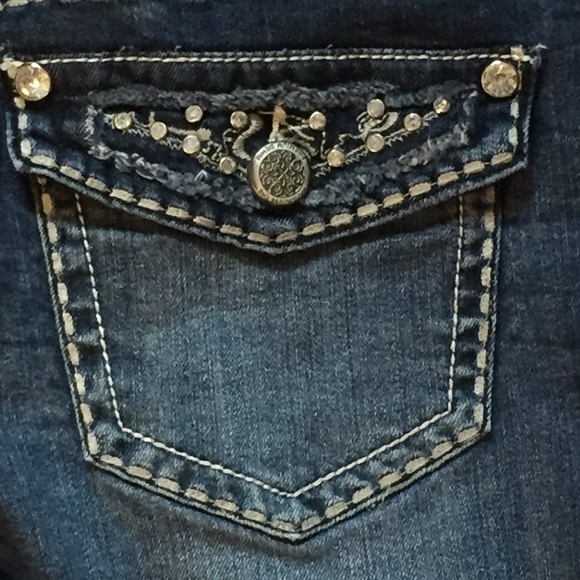 Warehouse One Premium Jeans Womens 29 Boot Cut Mid Rise Rhinestone Pocket Flaps - Picture 7 of 8